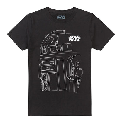 Black - Front - Star Wars Unisex Adult R2-D2 Outline T-Shirt