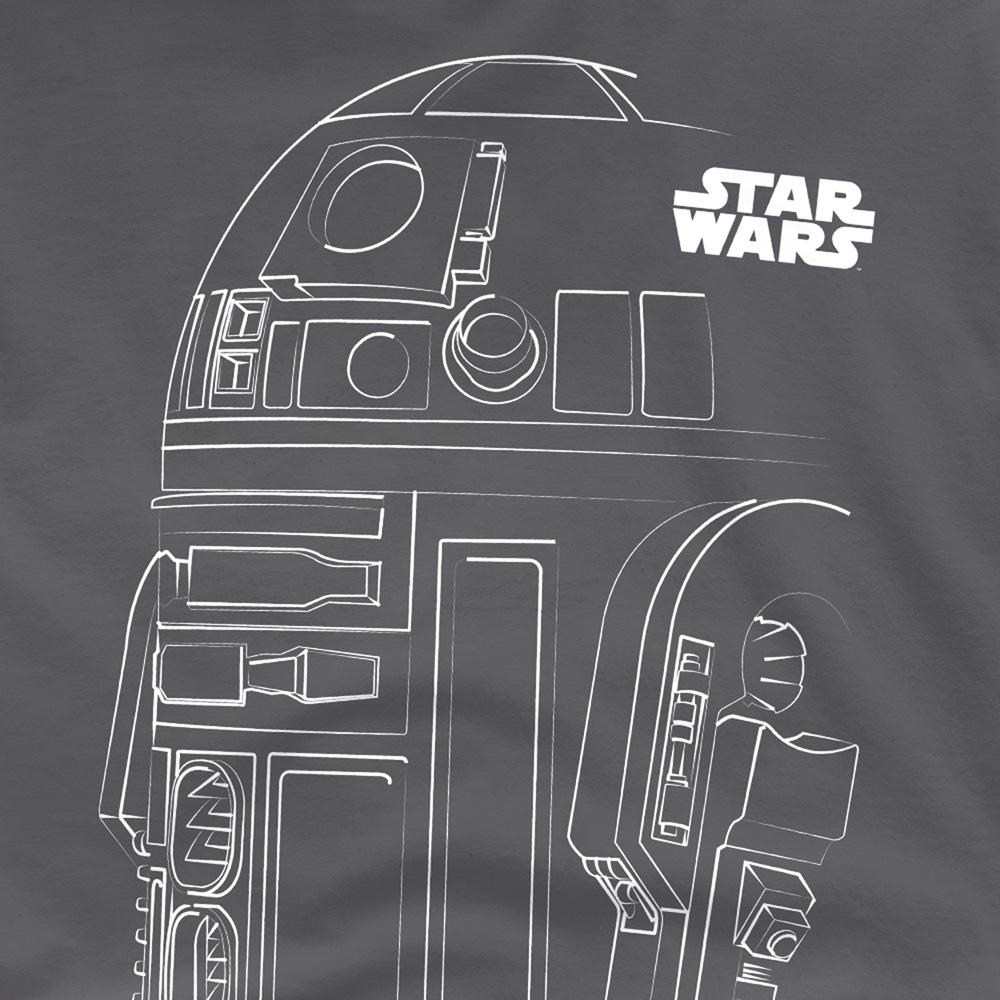 Charcoal - Side - Star Wars Unisex Adult R2-D2 Outline T-Shirt