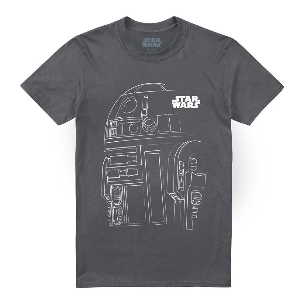 Charcoal - Front - Star Wars Unisex Adult R2-D2 Outline T-Shirt