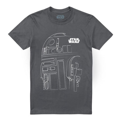 Charcoal - Front - Star Wars Unisex Adult R2-D2 Outline T-Shirt