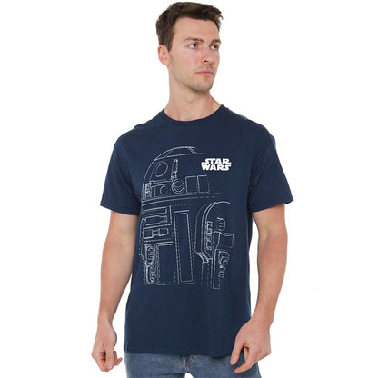 Navy - Back - Star Wars Unisex Adult R2-D2 Outline T-Shirt