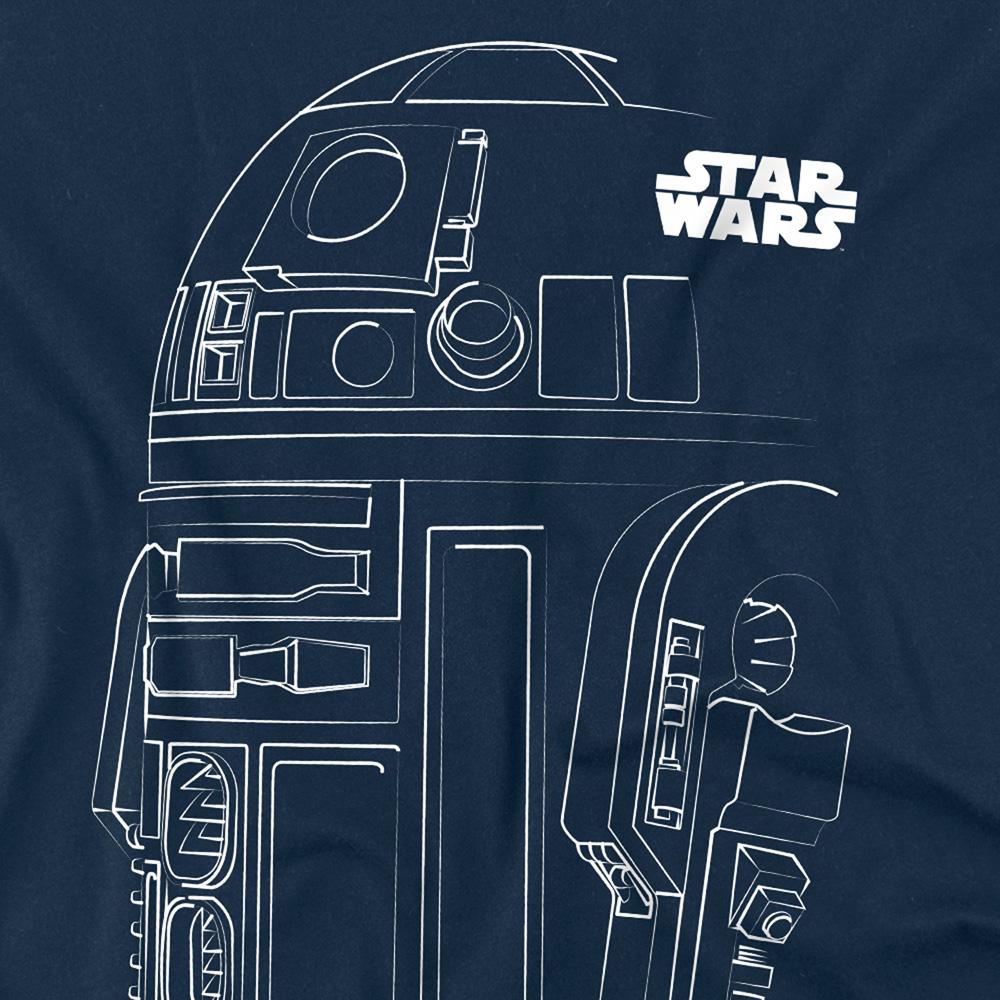 Navy - Side - Star Wars Unisex Adult R2-D2 Outline T-Shirt