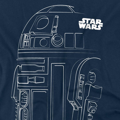 Navy - Side - Star Wars Unisex Adult R2-D2 Outline T-Shirt