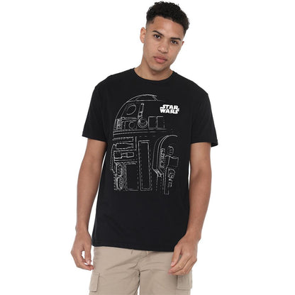 Black - Back - Star Wars Unisex Adult R2-D2 Outline T-Shirt