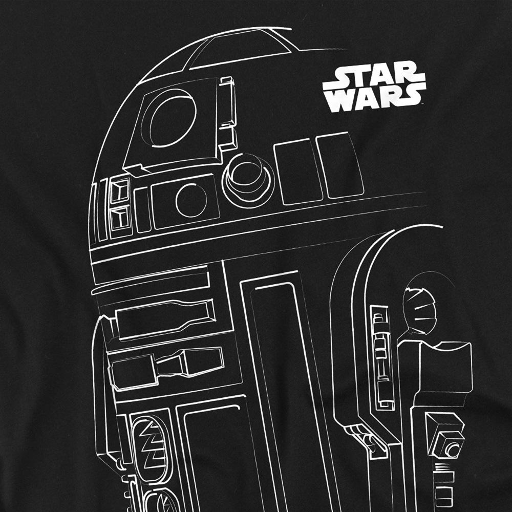Black - Side - Star Wars Unisex Adult R2-D2 Outline T-Shirt