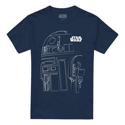 Navy - Front - Star Wars Unisex Adult R2-D2 Outline T-Shirt