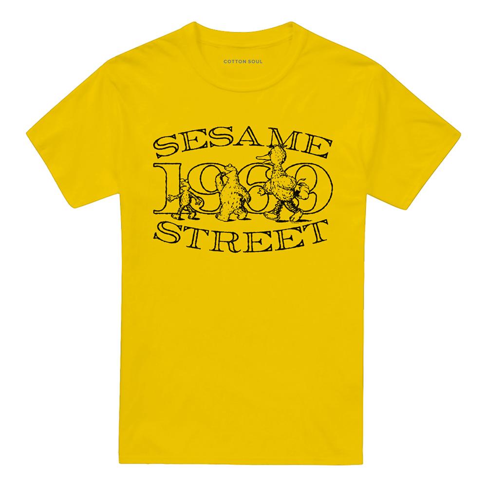 Yellow - Front - Sesame Street Unisex Adult Friend Stroll T-Shirt