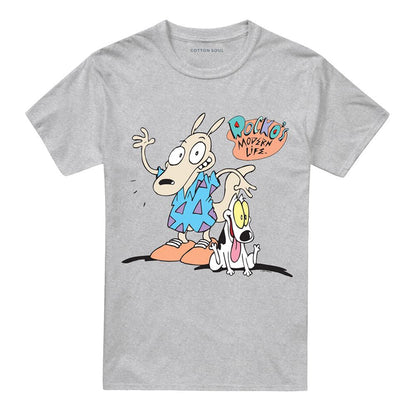 Athletic Heather - Front - Rocko´s Modern Life Unisex Adult Spunky Logo T-Shirt