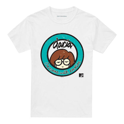 White - Front - Daria Unisex Adult Overcome With Emotion Logo T-Shirt