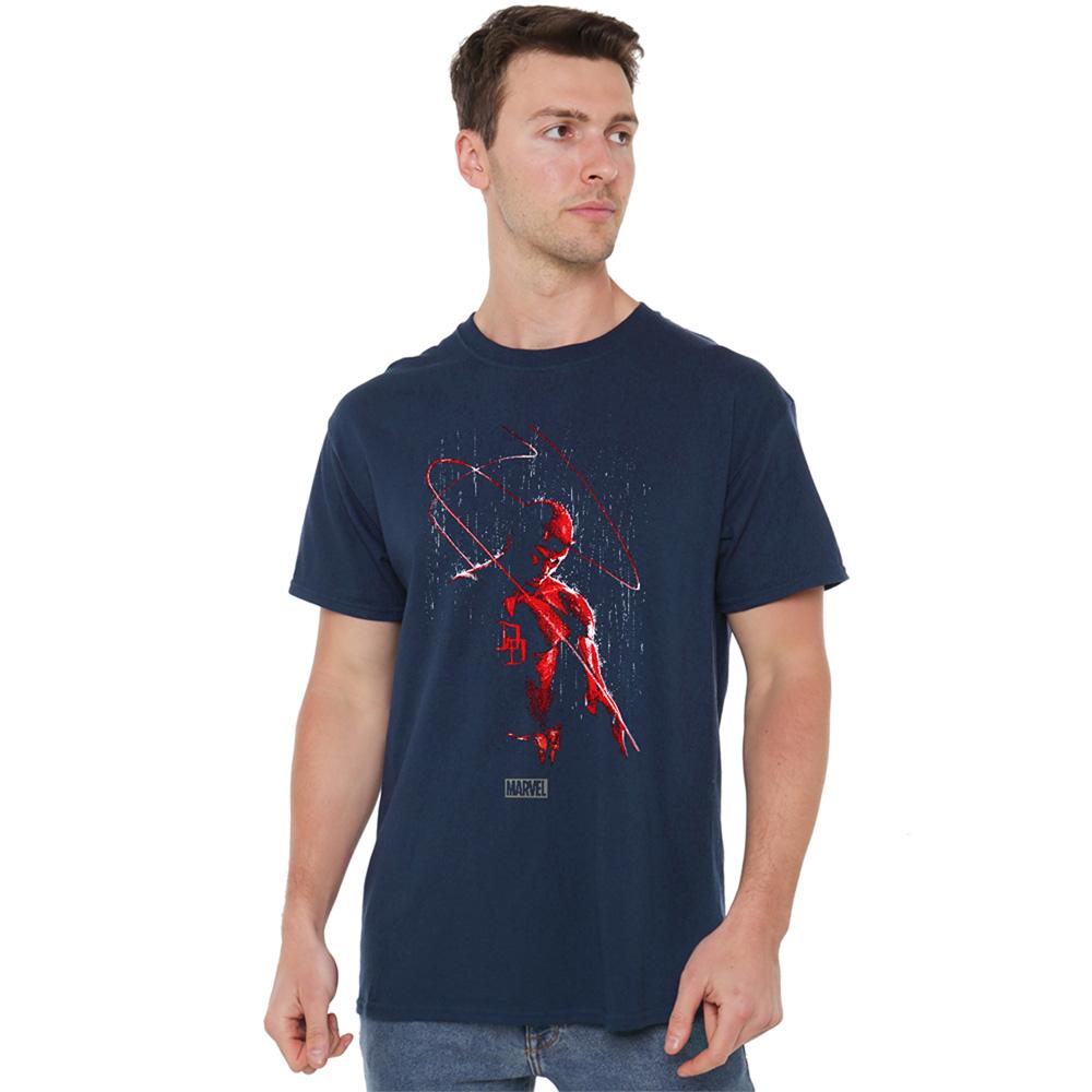 Navy - Back - Daredevil Unisex Adult Rain T-Shirt