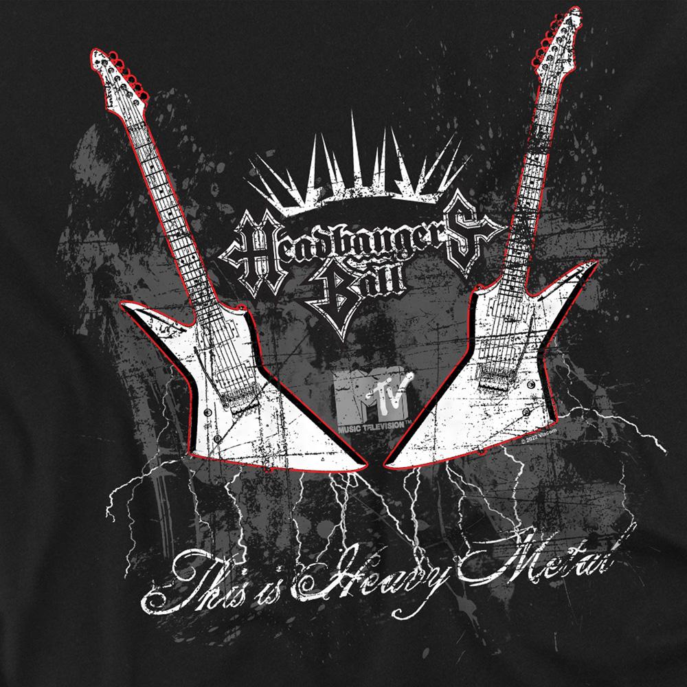 Black - Side - MTV Unisex Adult Headbangers Ball Guitars T-Shirt