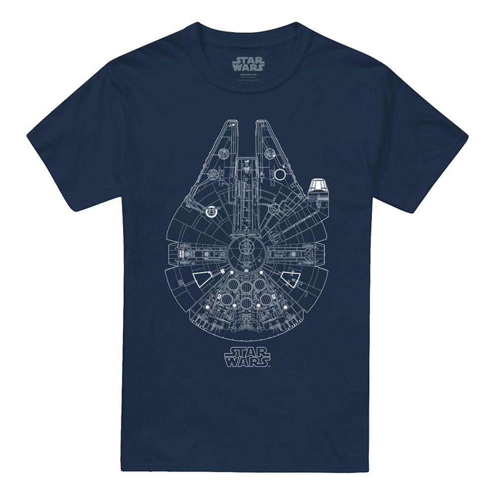 Navy - Front - Star Wars Unisex Adult Millenium Lines T-Shirt
