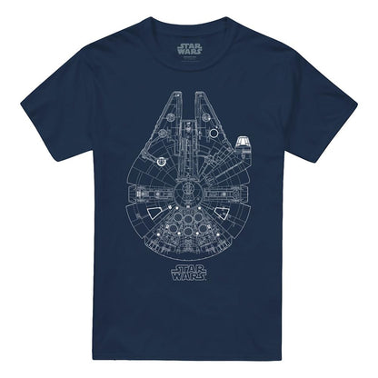Navy - Front - Star Wars Unisex Adult Millenium Lines T-Shirt