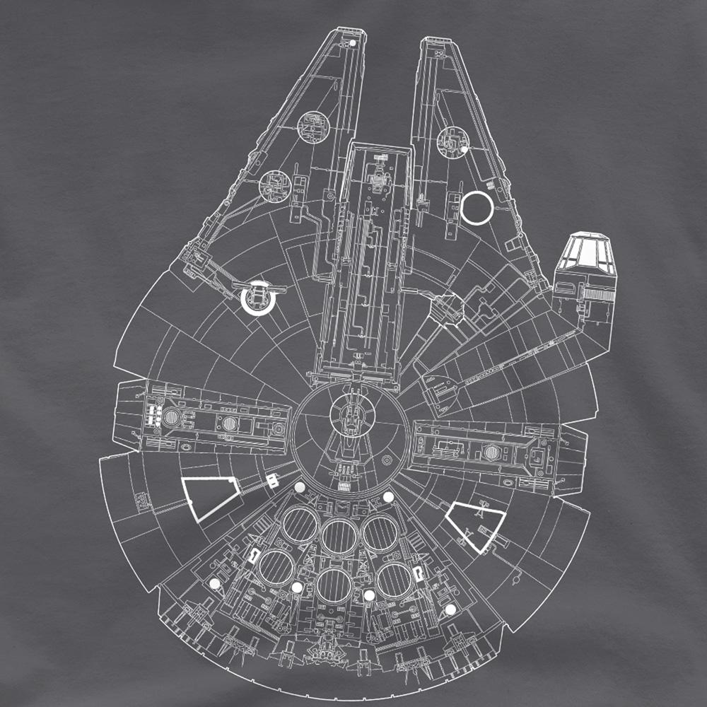 Charcoal - Side - Star Wars Unisex Adult Millenium Lines T-Shirt