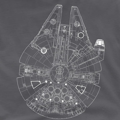 Charcoal - Side - Star Wars Unisex Adult Millenium Lines T-Shirt