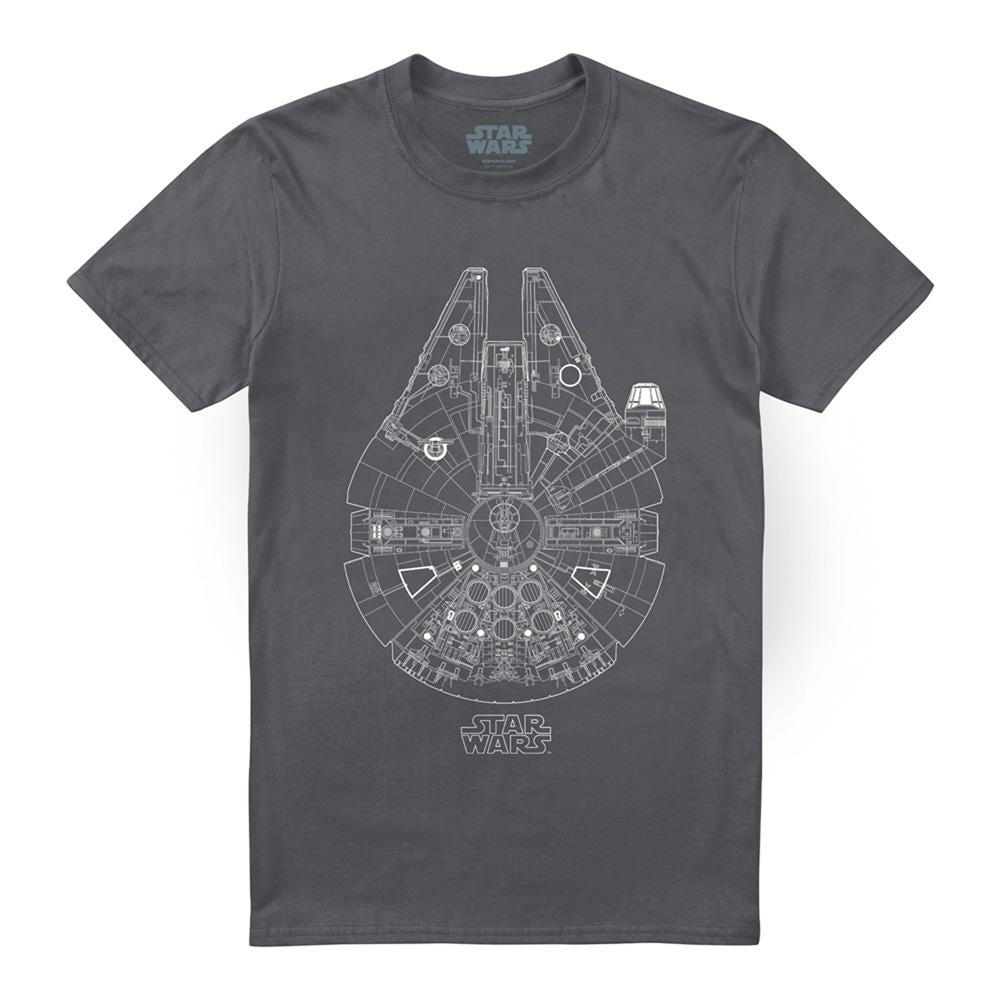 Charcoal - Front - Star Wars Unisex Adult Millenium Lines T-Shirt