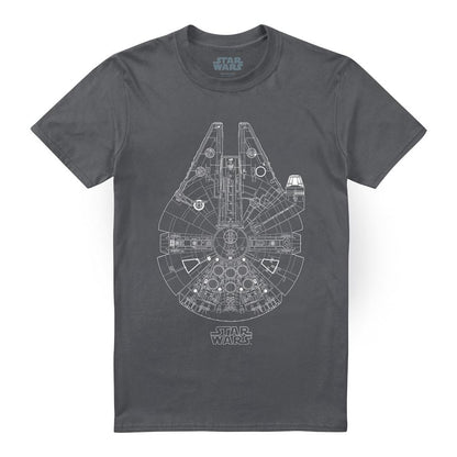 Charcoal - Front - Star Wars Unisex Adult Millenium Lines T-Shirt