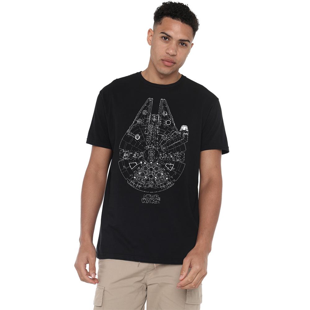Black - Back - Star Wars Unisex Adult Millenium Lines T-Shirt