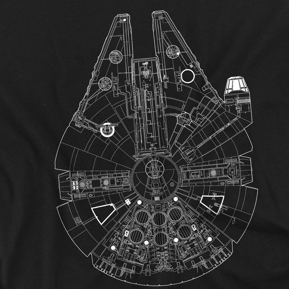 Black - Side - Star Wars Unisex Adult Millenium Lines T-Shirt