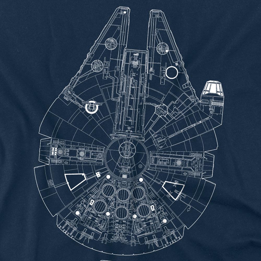 Navy - Side - Star Wars Unisex Adult Millenium Lines T-Shirt
