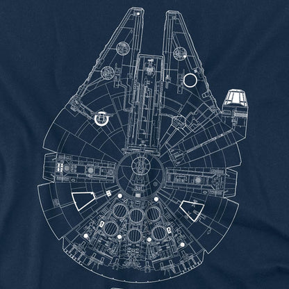 Navy - Side - Star Wars Unisex Adult Millenium Lines T-Shirt