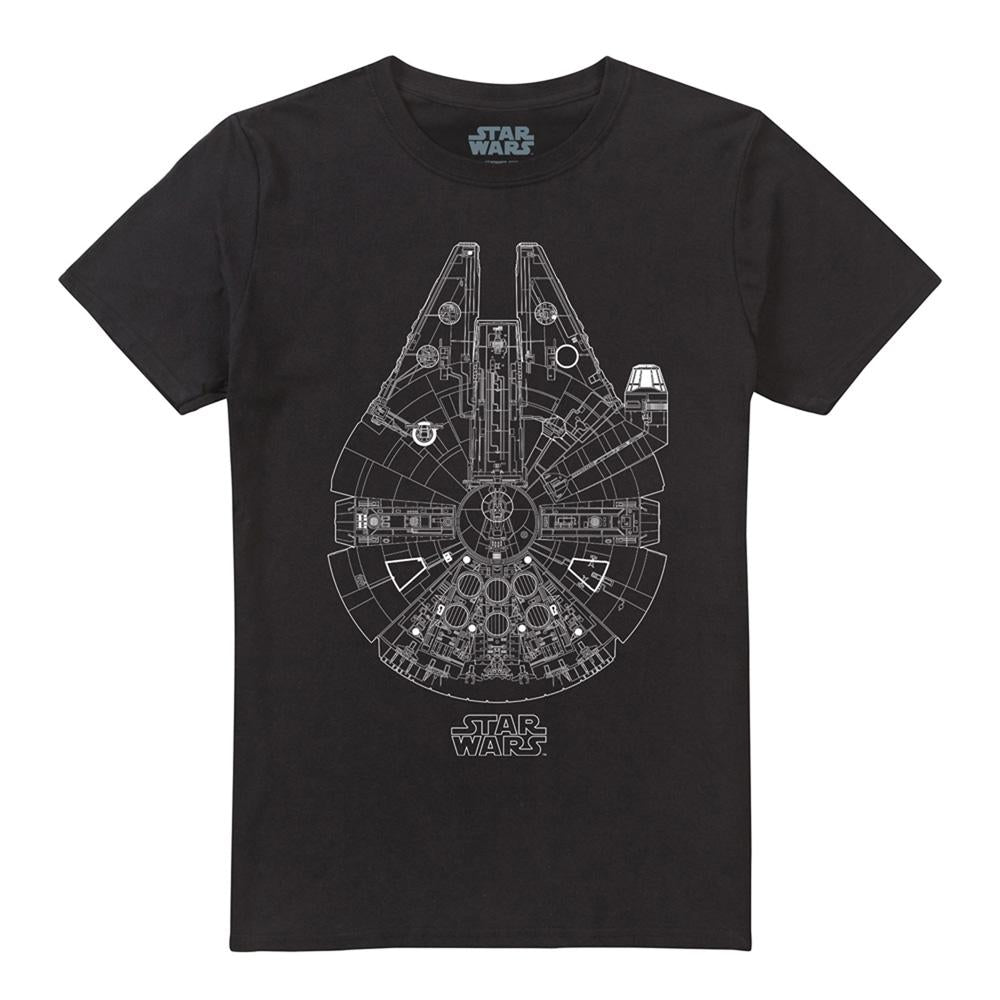 Black - Front - Star Wars Unisex Adult Millenium Lines T-Shirt