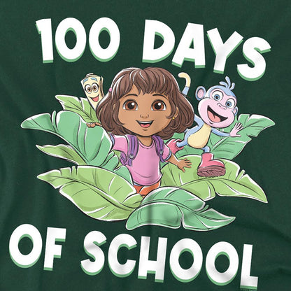 Hunter Green - Side - Dora The Explorer Unisex Adult 100 Days of School Leaves T-Shirt