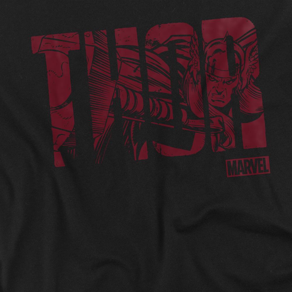 Black - Back - Marvel Unisex Adult Thor Text Long-Sleeved T-Shirt
