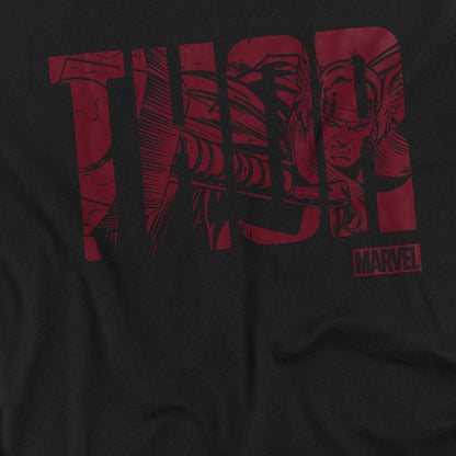 Black - Back - Marvel Unisex Adult Thor Text Long-Sleeved T-Shirt