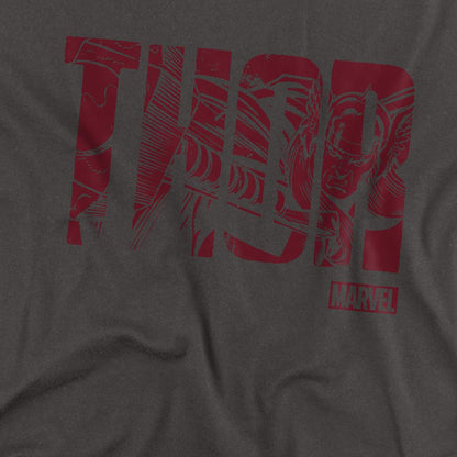 Charcoal - Back - Marvel Unisex Adult Thor Text Long-Sleeved T-Shirt