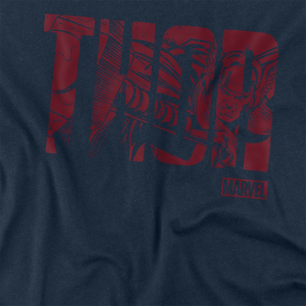 Navy - Back - Marvel Unisex Adult Thor Text Long-Sleeved T-Shirt