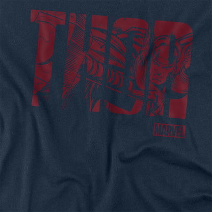 Navy - Back - Marvel Unisex Adult Thor Text Long-Sleeved T-Shirt