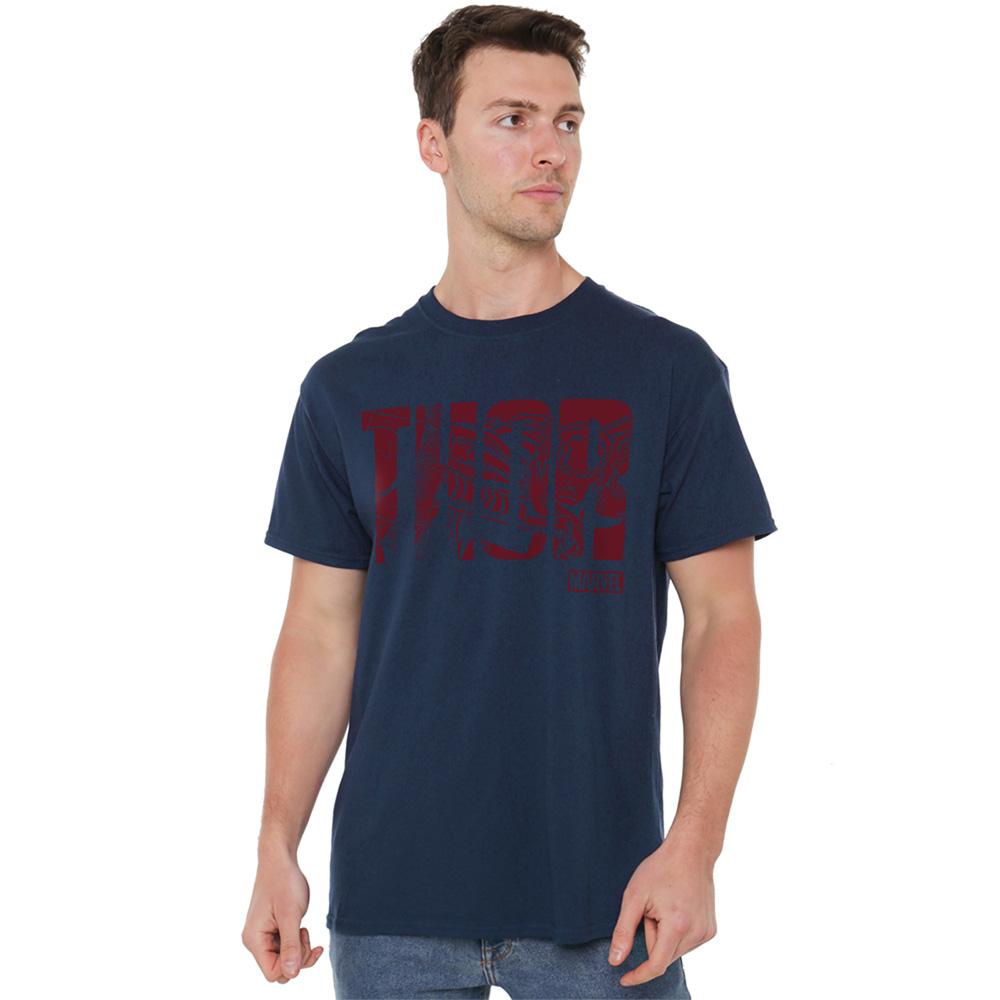 Navy - Back - Thor Unisex Adult Text T-Shirt