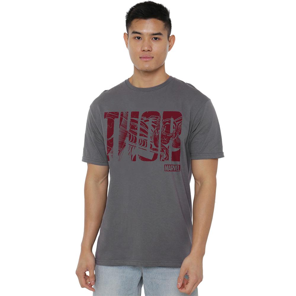 Charcoal - Back - Thor Unisex Adult Text T-Shirt