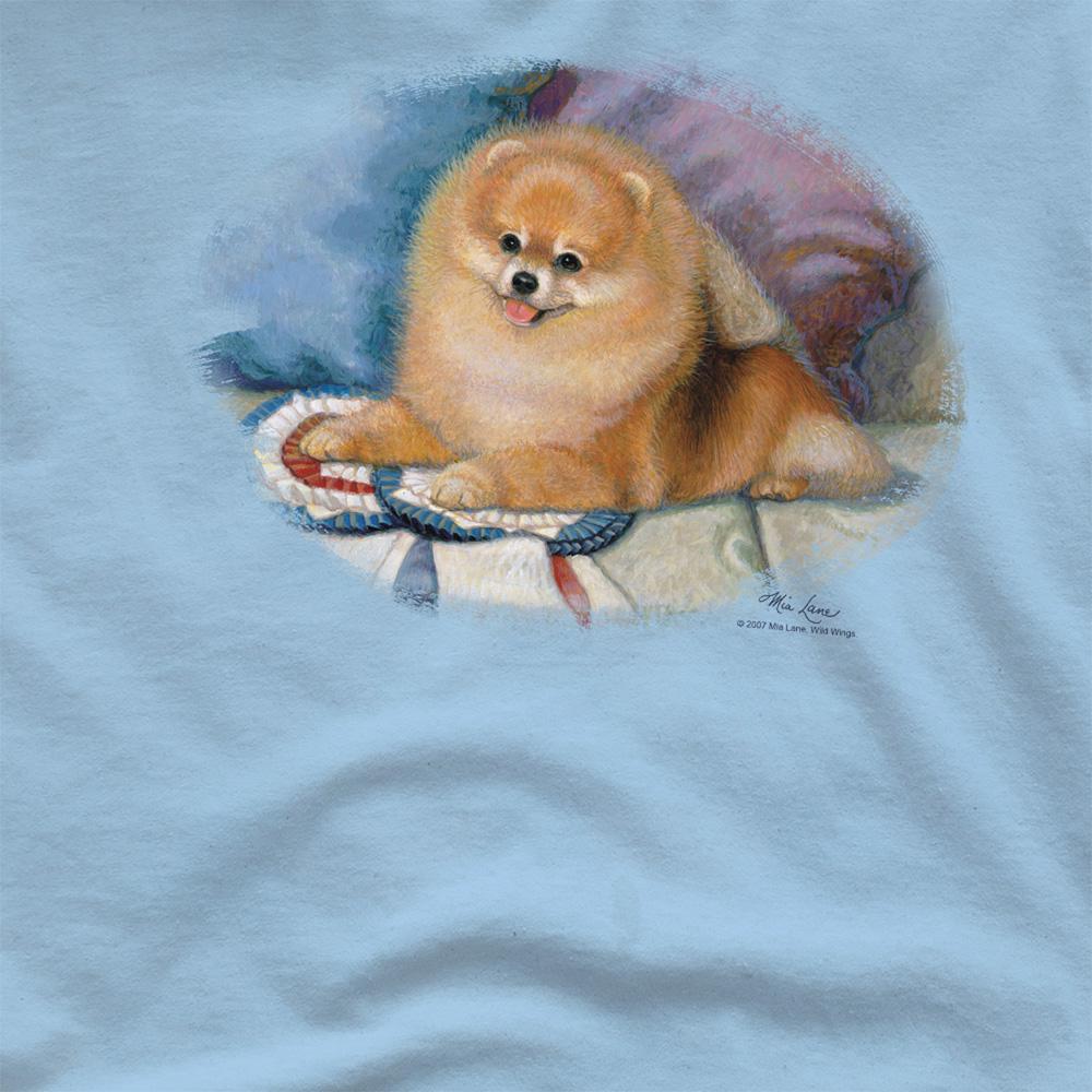 Light Blue - Side - Wildlife Unisex Adult Pomeranian Portrait T-Shirt