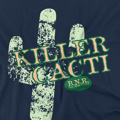 Navy - Side - Hey Dude Unisex Adult Killer Cacti T-Shirt