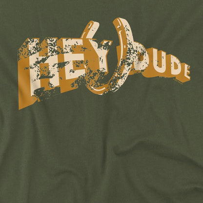 Military Green - Side - Hey Dude Unisex Adult Horseshoe T-Shirt