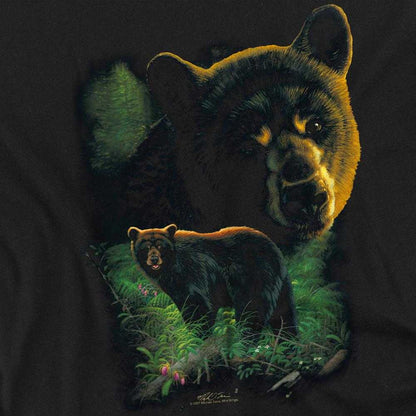Black - Side - Wildlife Unisex Adult Black Bears Long-Sleeved T-Shirt