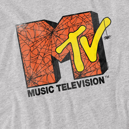 Athletic Heather - Side - MTV Unisex Adult Spider Web Logo T-Shirt