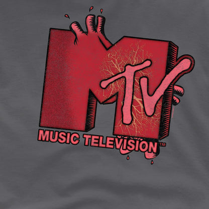 Charcoal - Side - MTV Unisex Adult Beating Heart Logo T-Shirt