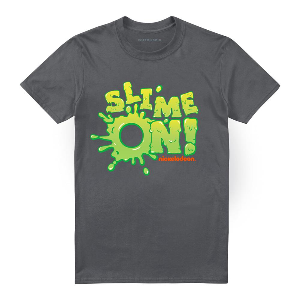 Charcoal - Front - Nickelodeon Unisex Adult Slime On T-Shirt