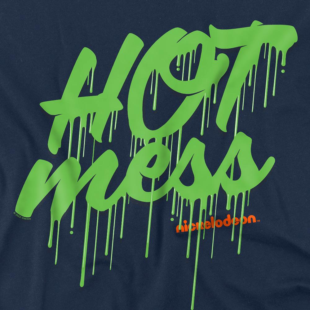 Navy - Side - Nickelodeon Unisex Adult Slime Hot Mess T-Shirt