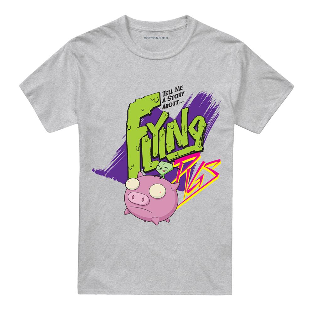 Athletic Heather - Front - Invader Zim Unisex Adult Flying Pigs T-Shirt