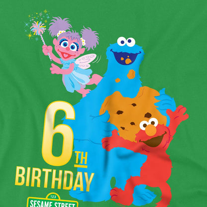 Kelly Green - Side - Sesame Street Unisex Adult 6th Birthday T-Shirt