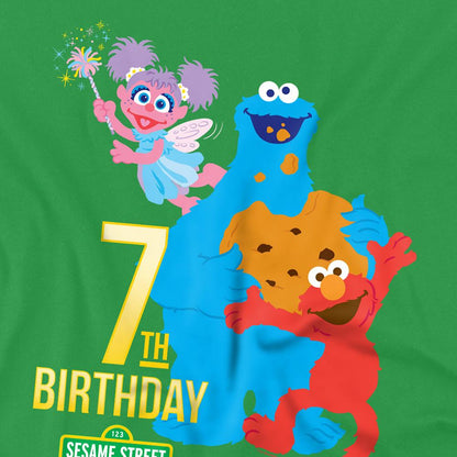 Kelly Green - Side - Sesame Street Unisex Adult 7th Birthday T-Shirt