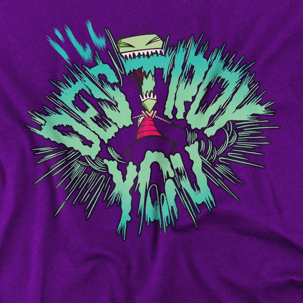 Purple - Side - Invader Zim Unisex Adult I´ll Destroy You T-Shirt
