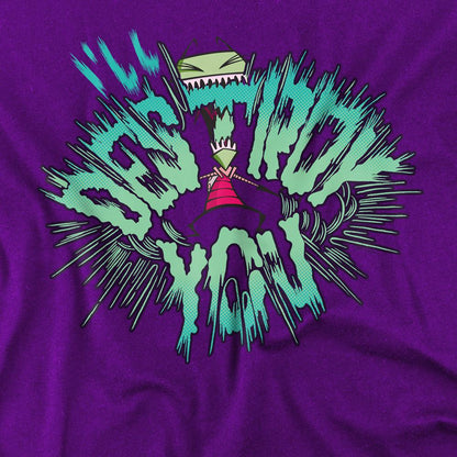 Purple - Side - Invader Zim Unisex Adult I´ll Destroy You T-Shirt