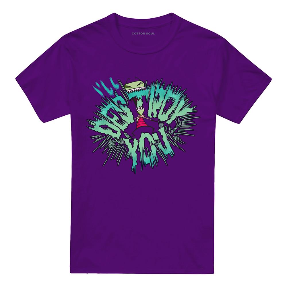 Purple - Front - Invader Zim Unisex Adult I´ll Destroy You T-Shirt