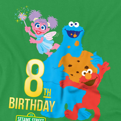 Kelly Green - Side - Sesame Street Unisex Adult 8th Birthday T-Shirt