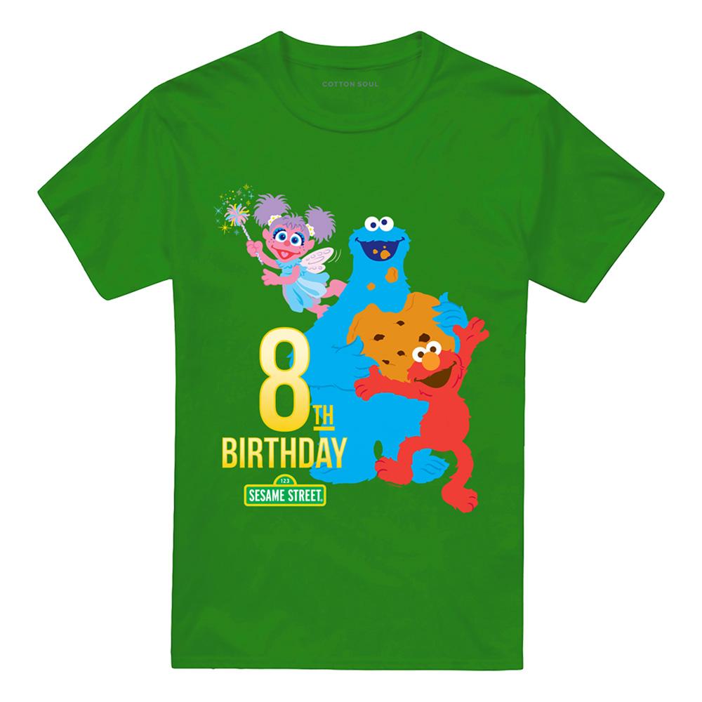 Kelly Green - Front - Sesame Street Unisex Adult 8th Birthday T-Shirt